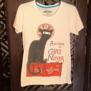 Women's "Girly" LG Threadless French Ninja Cat tee